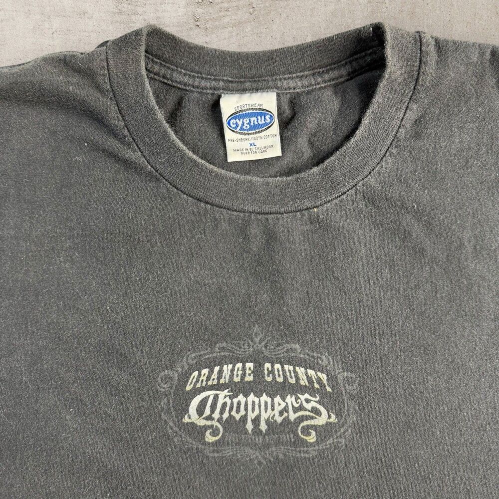 Vtg Orange County Choppers Shirt Mens XL Biker Tribal Back Hit Faded Black Y2K